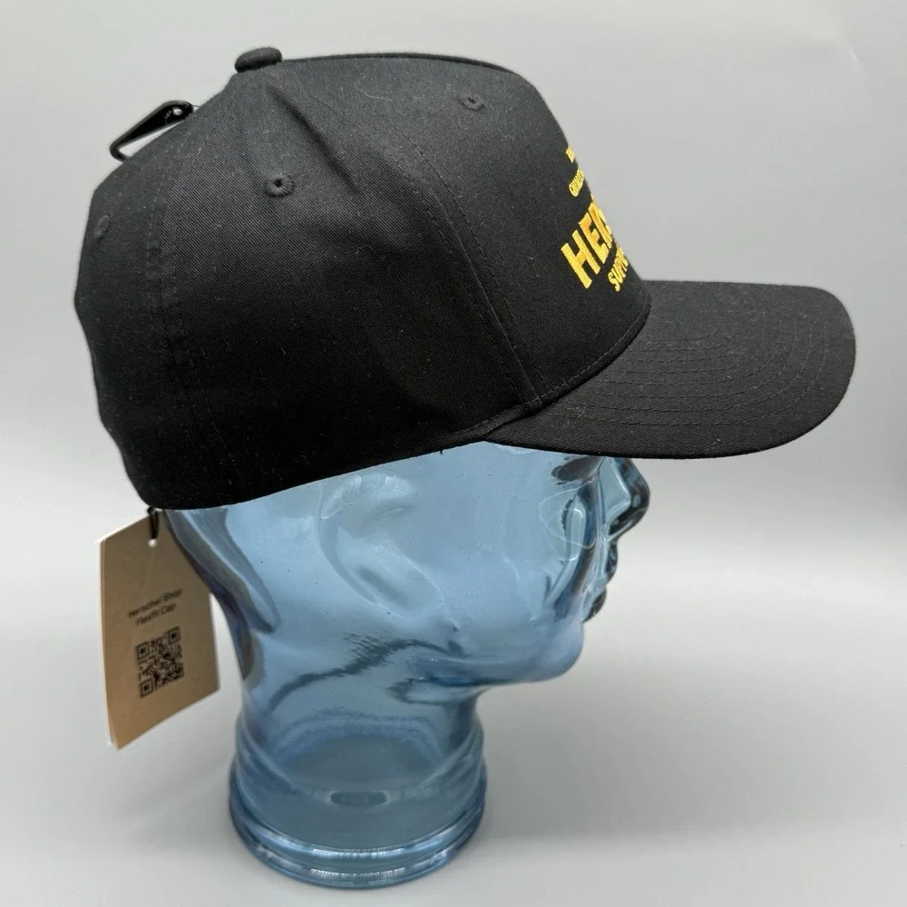 Herschel Supply Co Flexfit Hat Black‎ Yellow Embroidered Logo Size L/XL